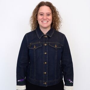 Handcrafted  Embroidered Denim Jacket Size L